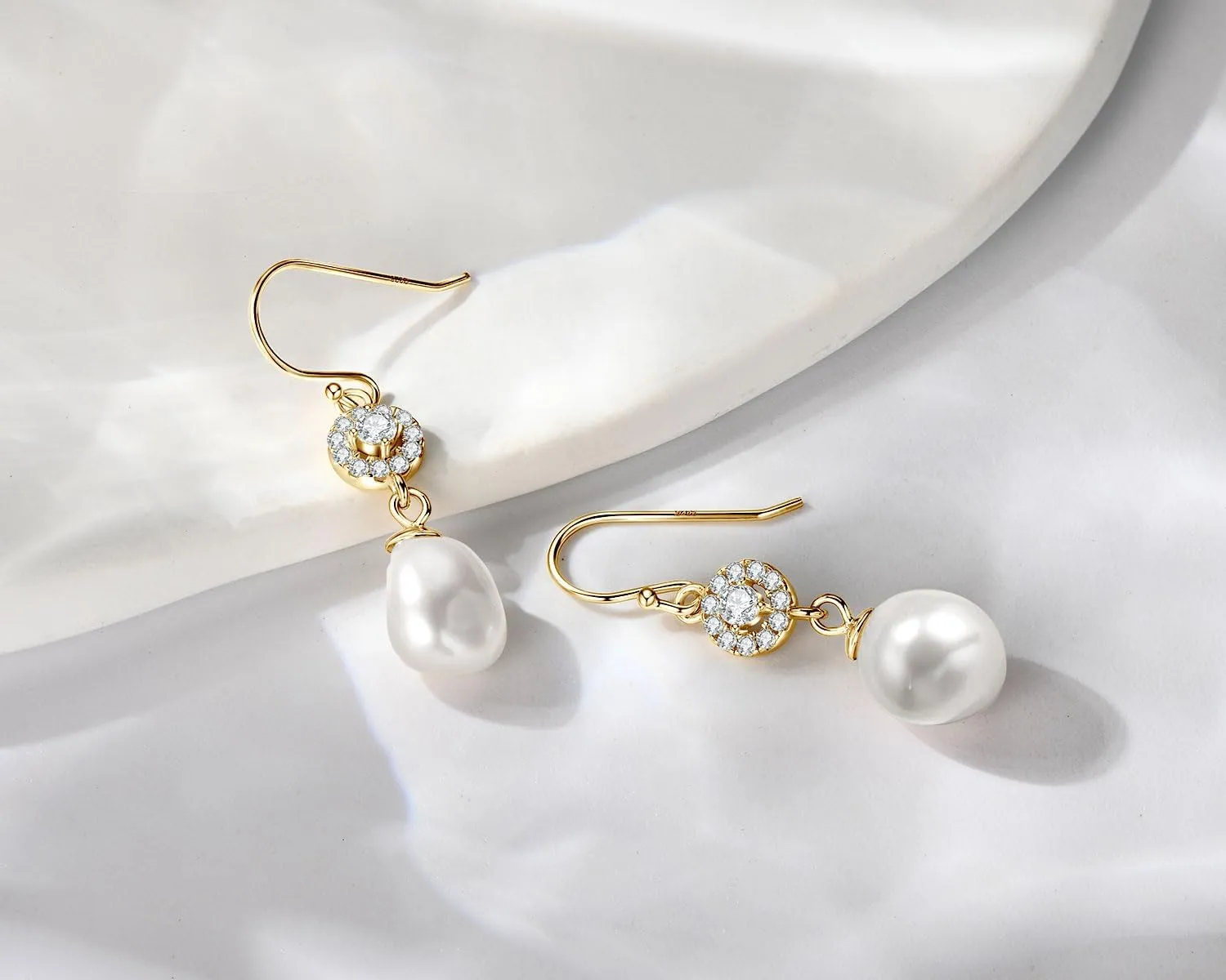 Freshwater Pearl Drop Earrings for Women, Sterling Silver Pearl Dangle Earrings Wedding Jewelry Gift for Bride Bridesmaid