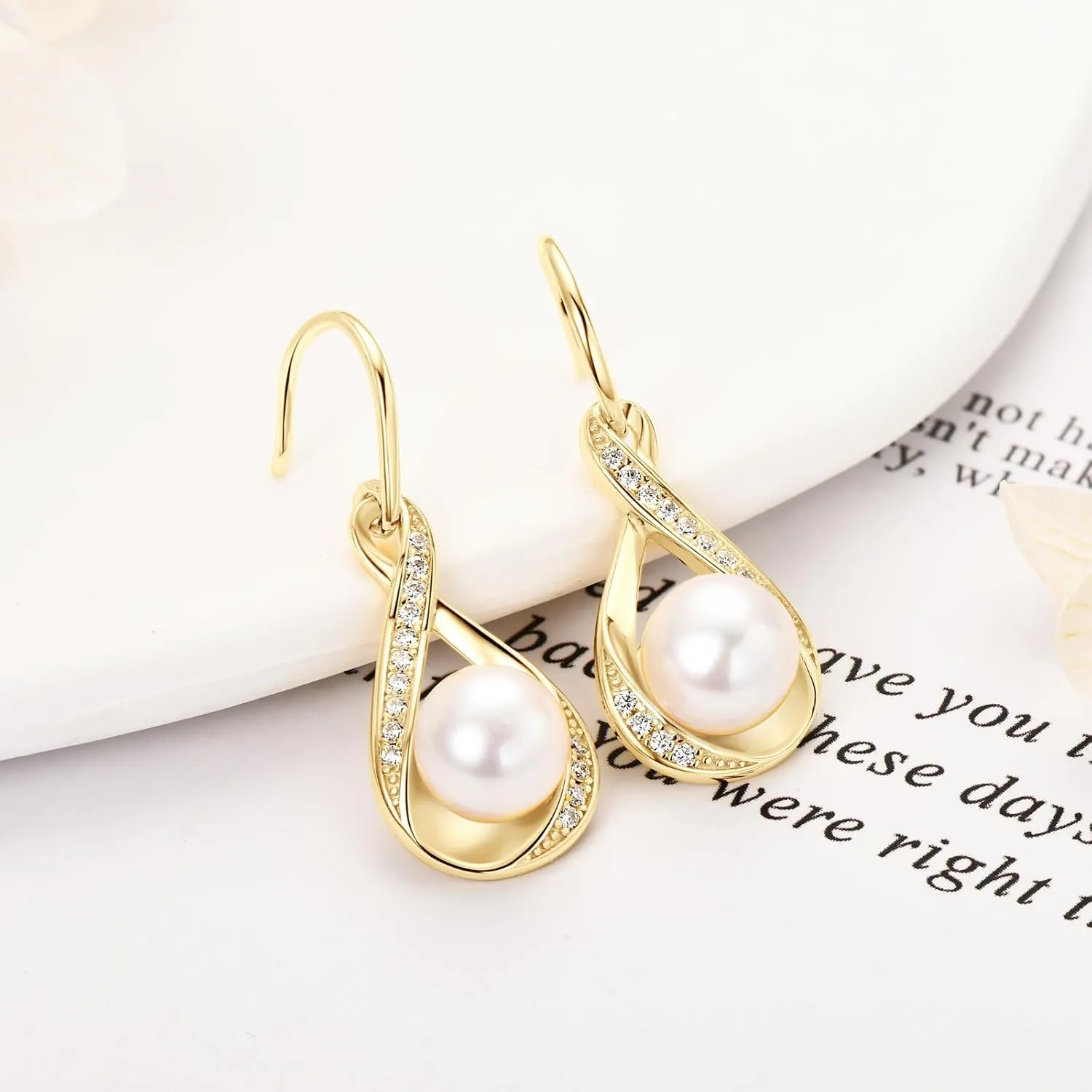 Freshwater Pearl Drop Earrings for Women, Sterling Silver Pearl Dangle Earrings Wedding Jewelry Gift for Bride Bridesmaid