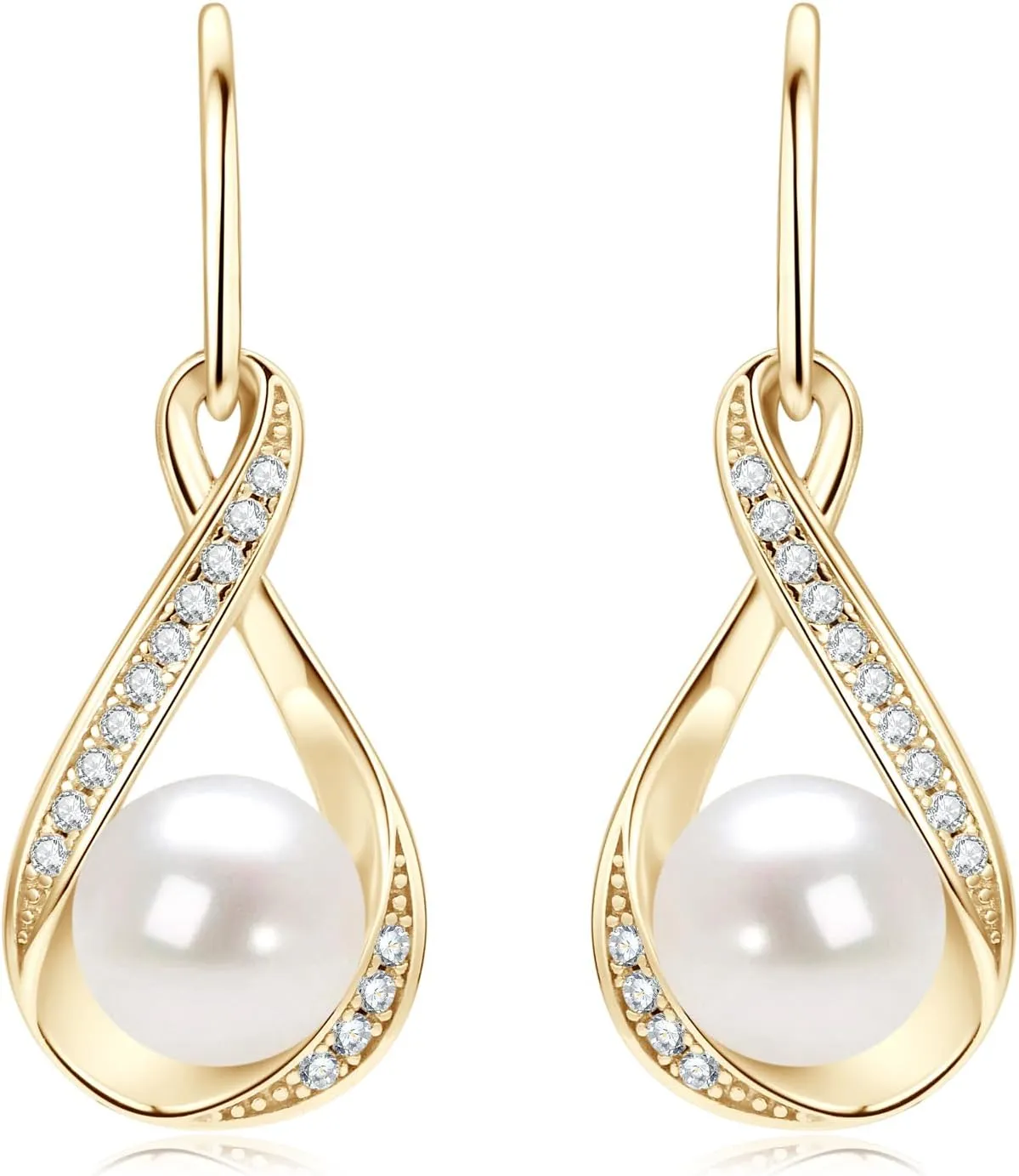 Freshwater Pearl Drop Earrings for Women, Sterling Silver Pearl Dangle Earrings Wedding Jewelry Gift for Bride Bridesmaid