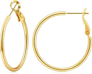 Gacimy Gold Hoop Earrings for Women 14K Gold Plated, 925 Sterling Silver Post hoops for Women