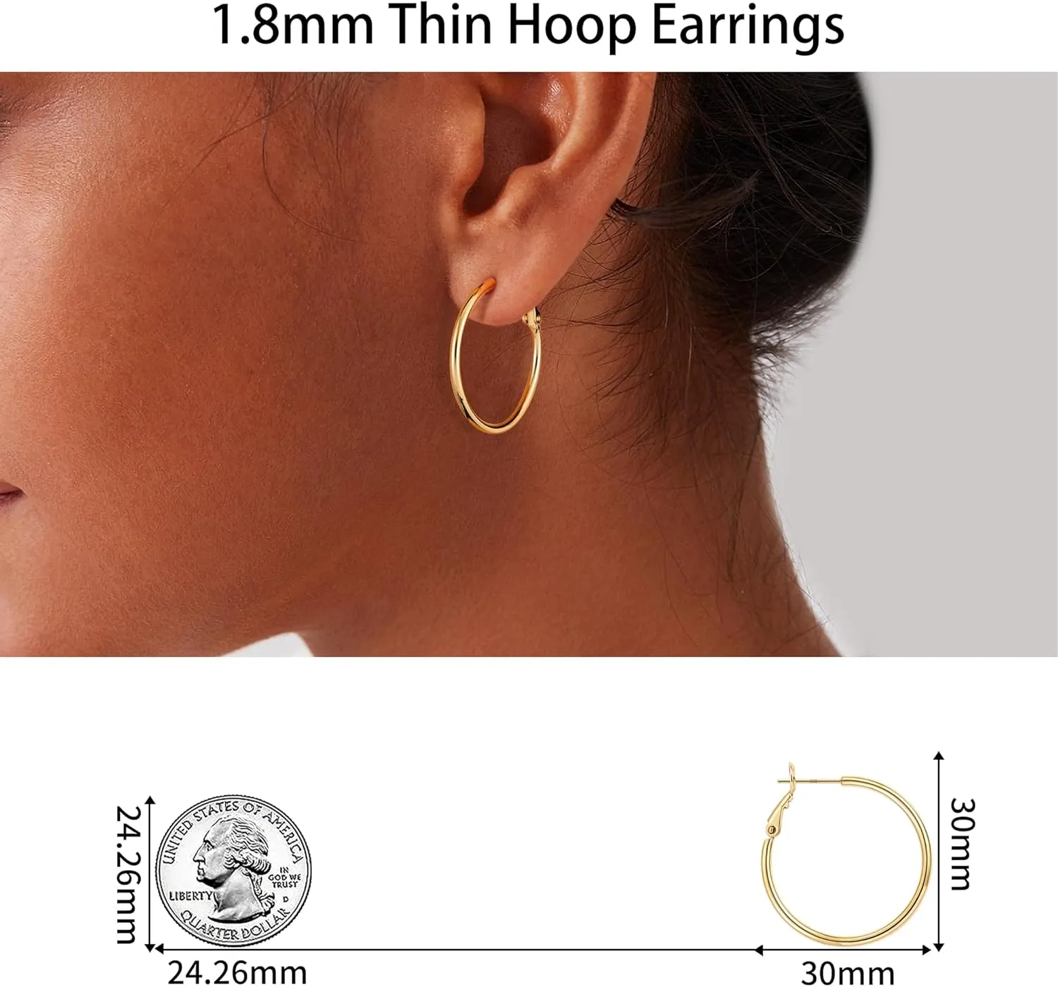 Gacimy Gold Hoop Earrings for Women 14K Gold Plated, 925 Sterling Silver Post hoops for Women
