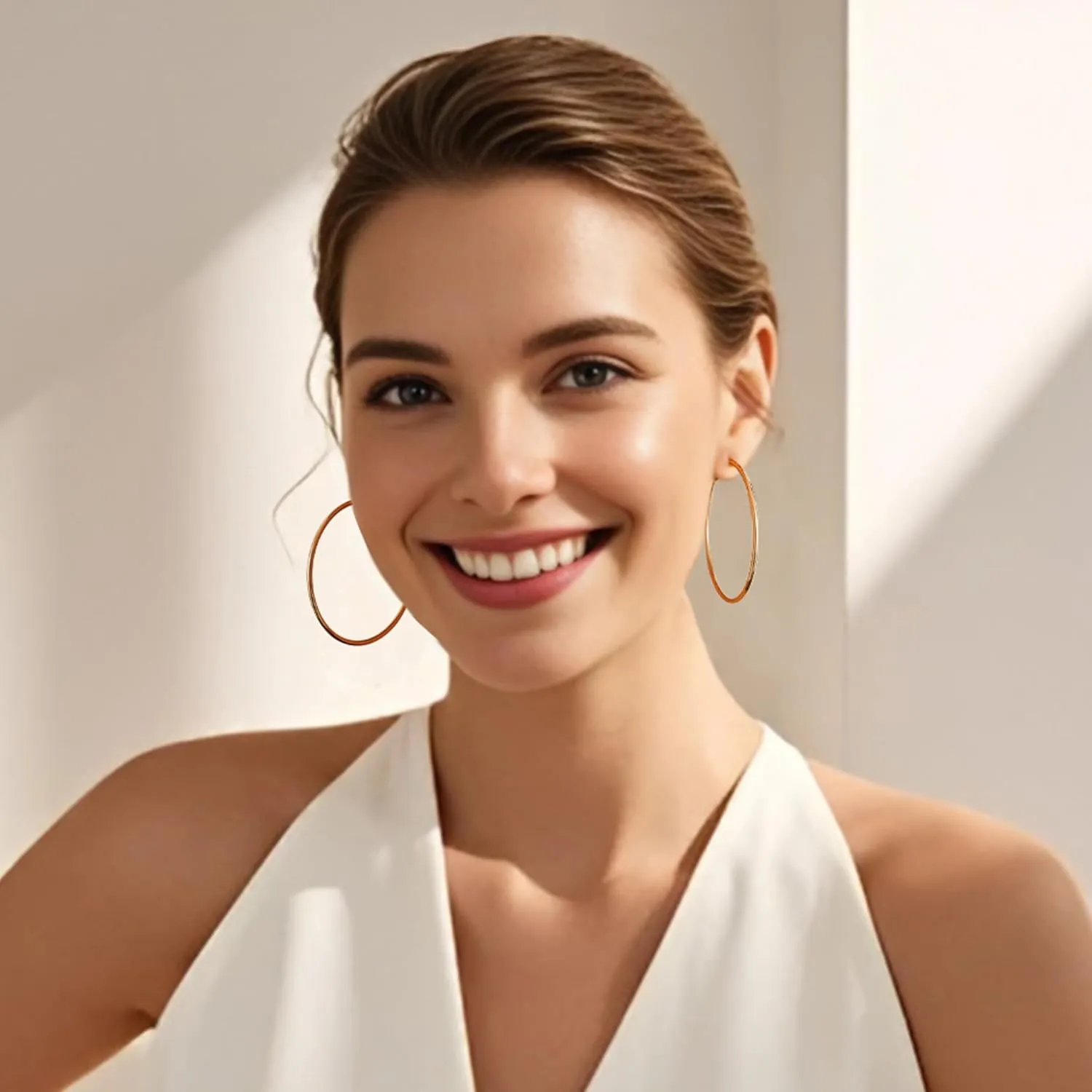 Gacimy Gold Hoop Earrings for Women 14K Gold Plated, 925 Sterling Silver Post hoops for Women