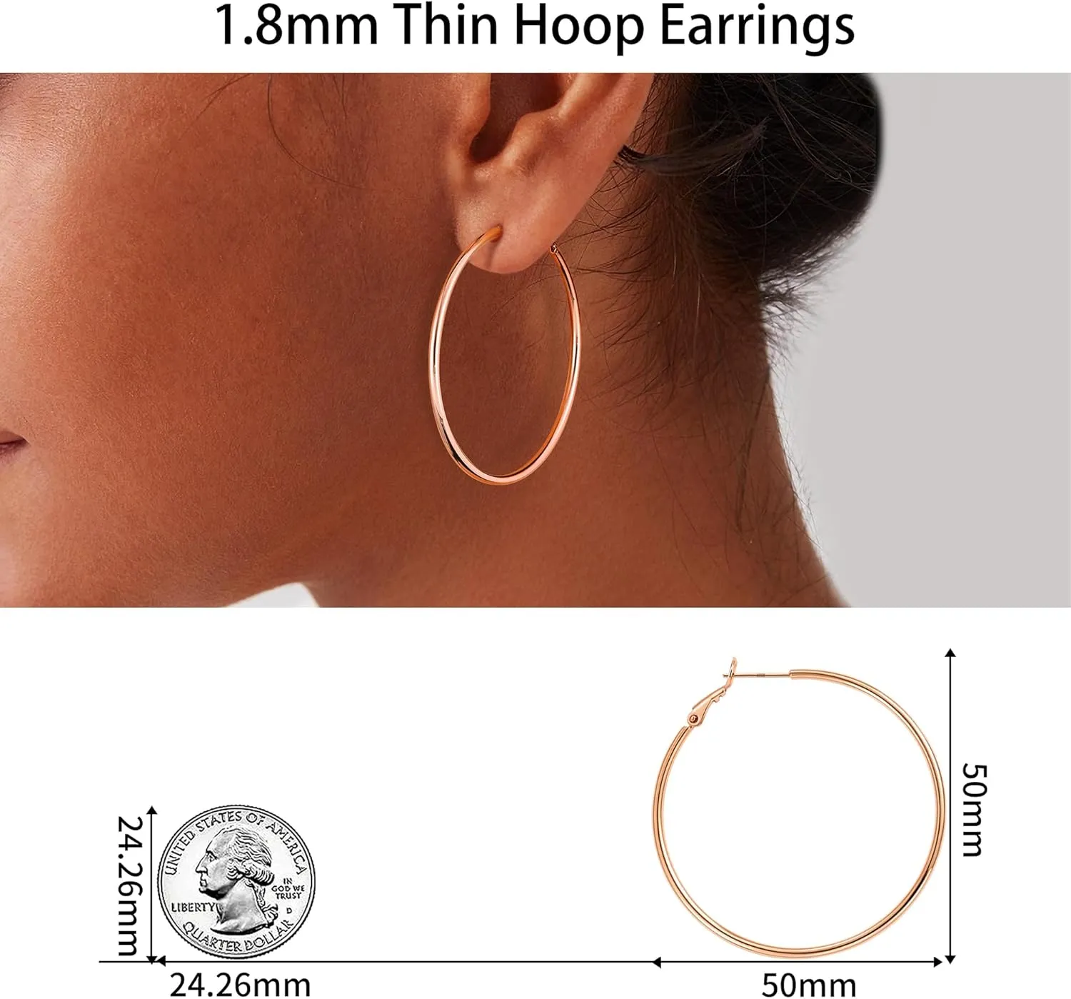 Gacimy Gold Hoop Earrings for Women 14K Gold Plated, 925 Sterling Silver Post hoops for Women