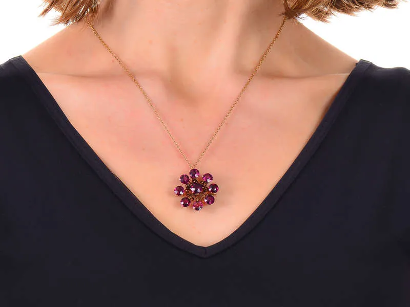 Garnet Burst - Pendant Brooch in Rose Gold