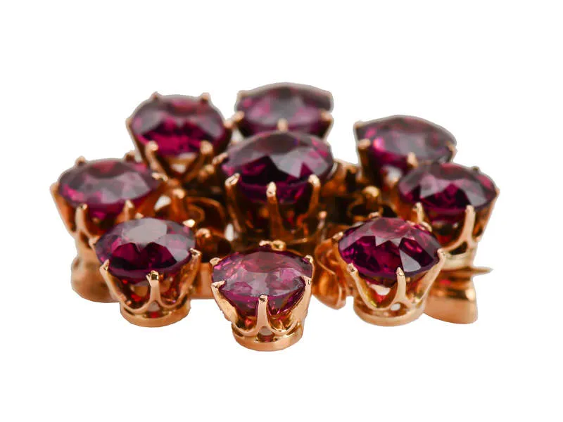 Garnet Burst - Pendant Brooch in Rose Gold