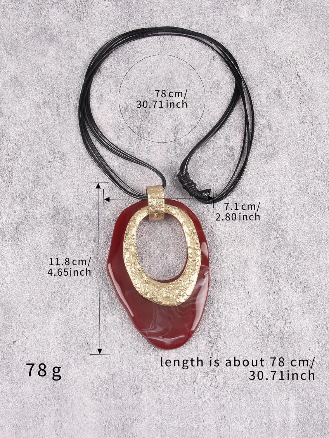 GelConnie Leather Necklace for Women Large Pendant Long Brown Necklace Circle Leather Choker Vintage Sweater Necklace Gold Chunky Boho Necklaces for Women