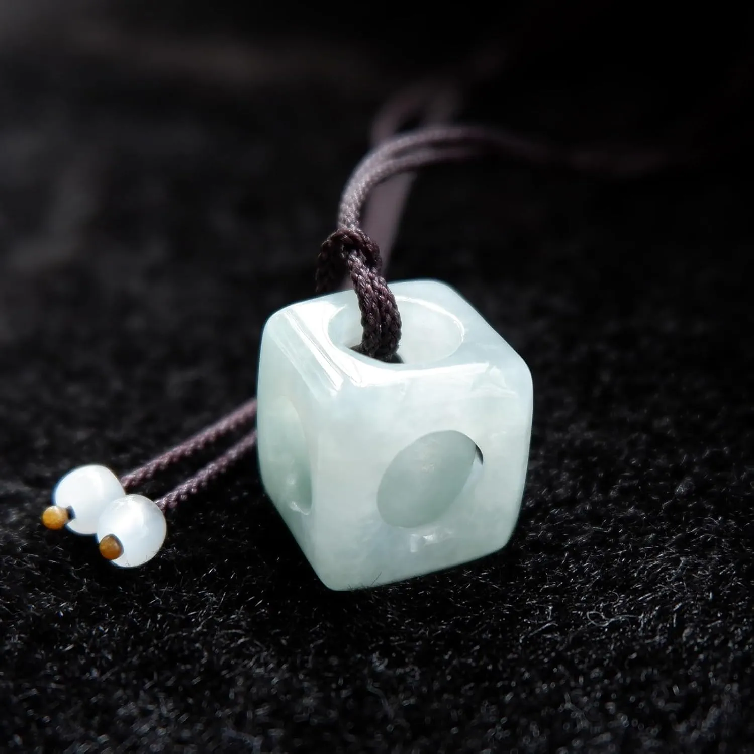 Geometric Cube Pendant Necklace, Unique Handmade Jewelry With Natural Jadeite