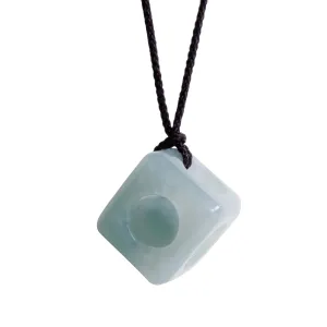 Geometric Cube Pendant Necklace, Unique Handmade Jewelry With Natural Jadeite
