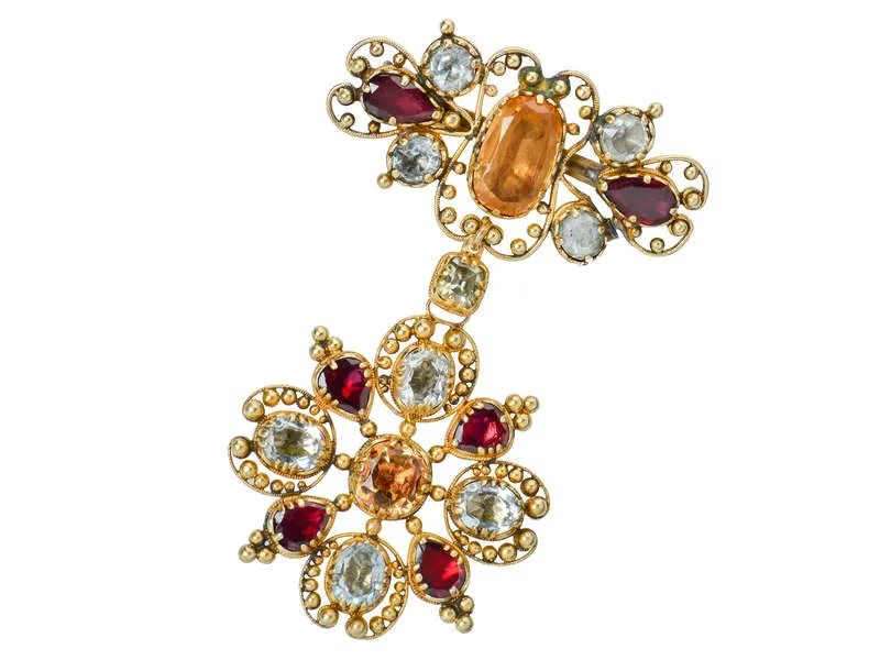 Georgian Topaz & Gem Set Brooch Pendant