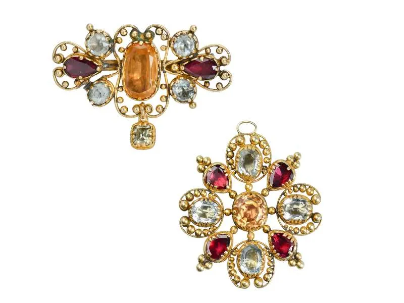 Georgian Topaz & Gem Set Brooch Pendant