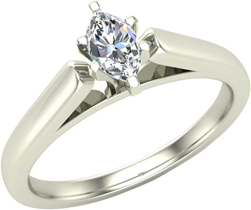 Glitz Design Marquise Cut Diamond Engagement Ring for women ? carat 14K Gold 6 Prong Solitaire Setting