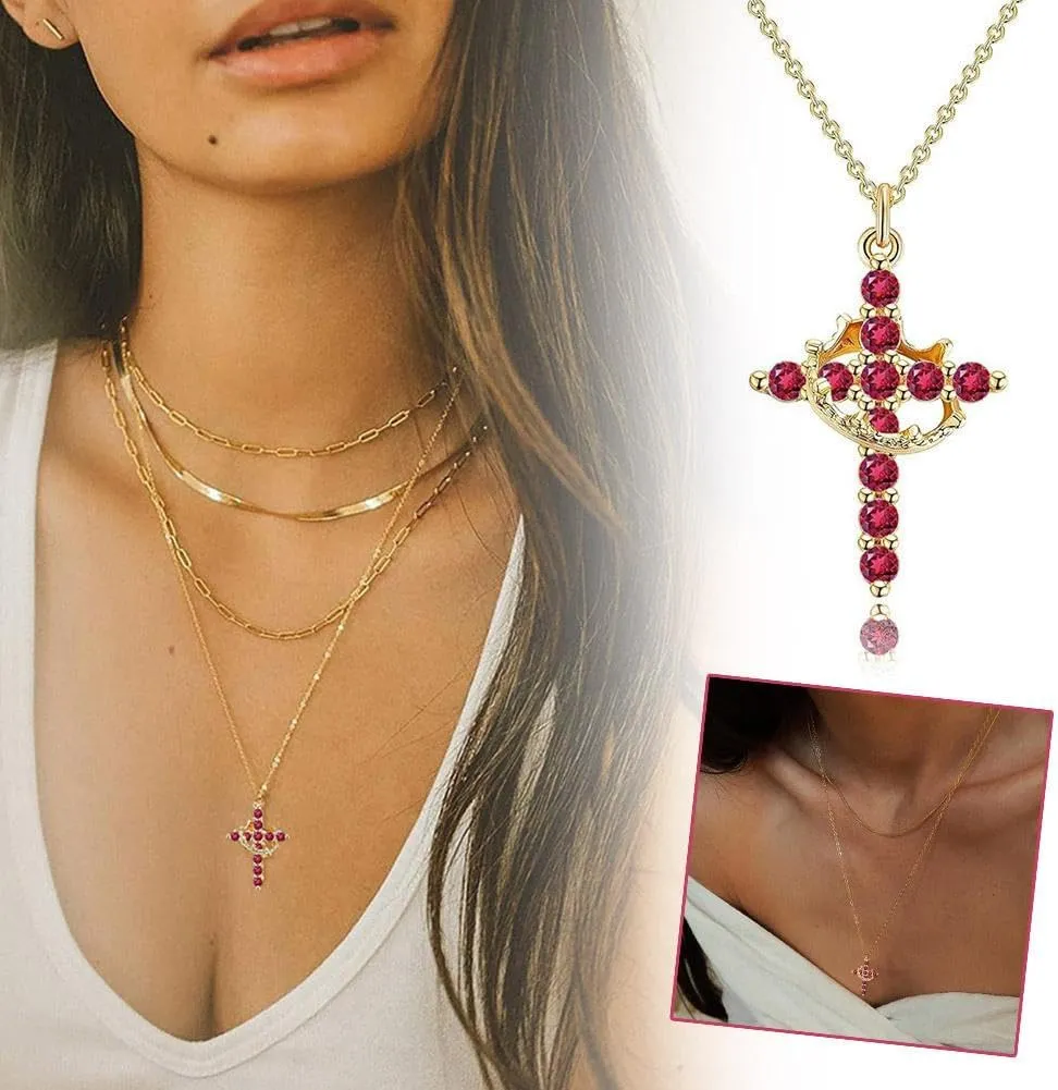 Gold Cross Necklaces for Women, Crown Cross Necklace Minimalist Trendy Jewelry Faith Cross Jewelry Necklace Valentines Day