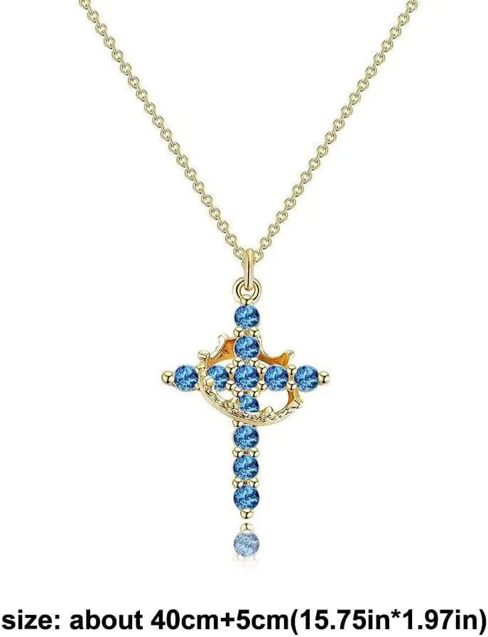 Gold Cross Necklaces for Women, Crown Cross Necklace Minimalist Trendy Jewelry Faith Cross Jewelry Necklace Valentines Day