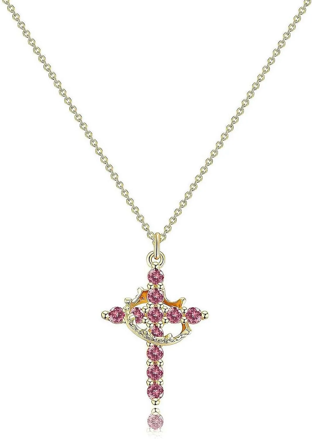Gold Cross Necklaces for Women, Crown Cross Necklace Minimalist Trendy Jewelry Faith Cross Jewelry Necklace Valentines Day