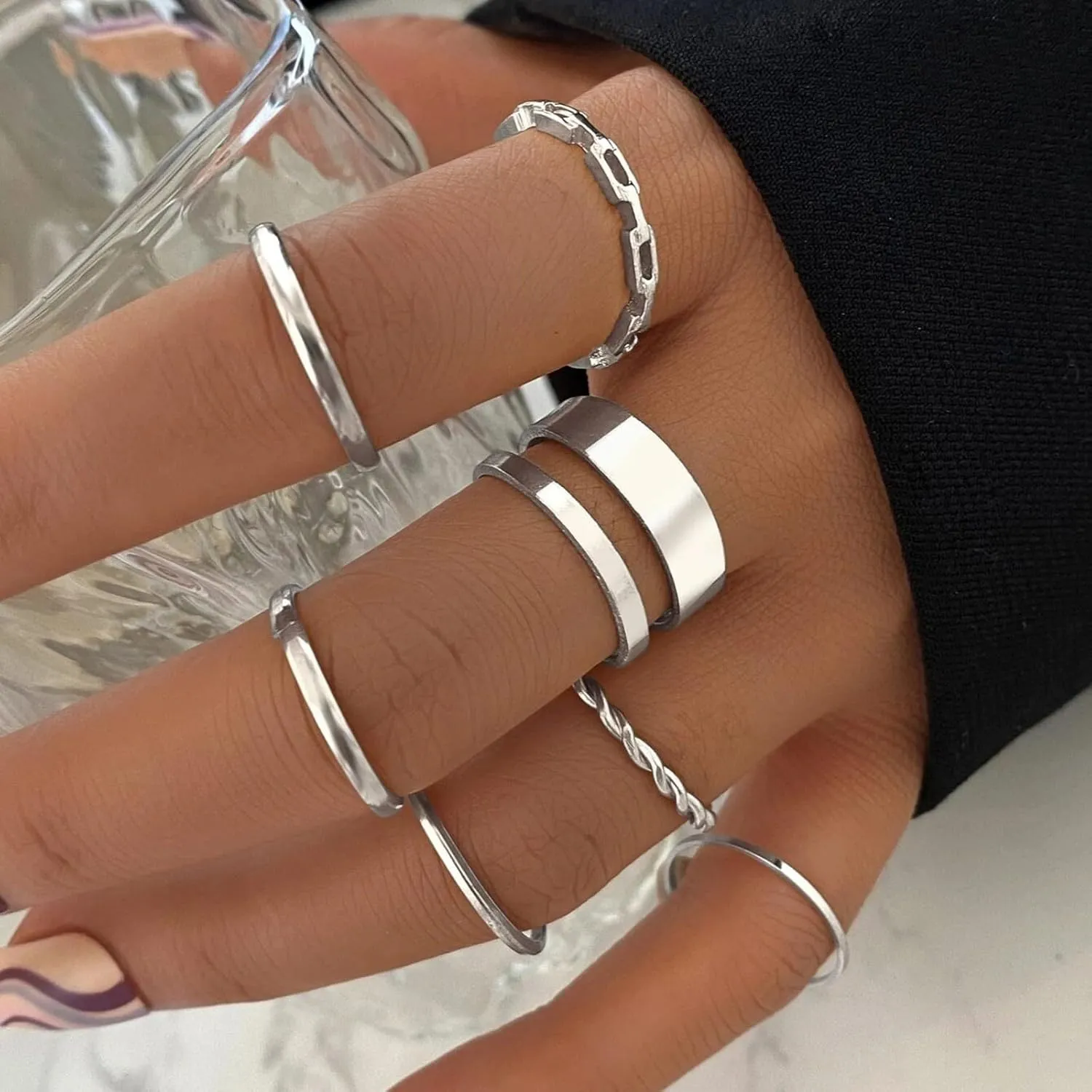 Gold Knuckle Rings Set for Women,Simple Smooth Finger Stackable Rings Set Vintage Joint Finger Rings Vintage Midi Rings Festival Jewelry