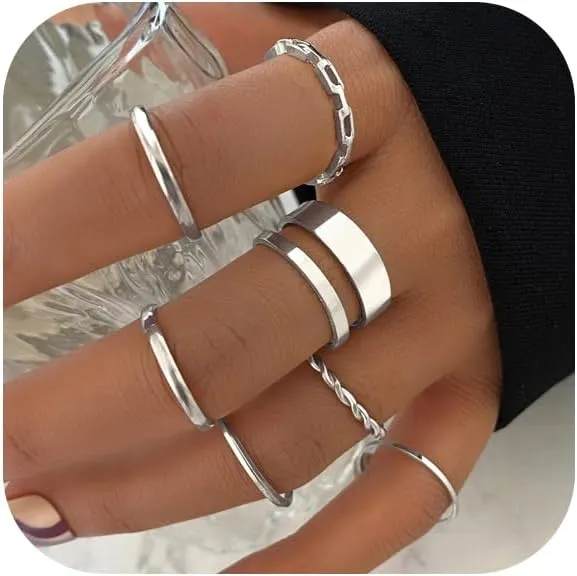 Gold Knuckle Rings Set for Women,Simple Smooth Finger Stackable Rings Set Vintage Joint Finger Rings Vintage Midi Rings Festival Jewelry