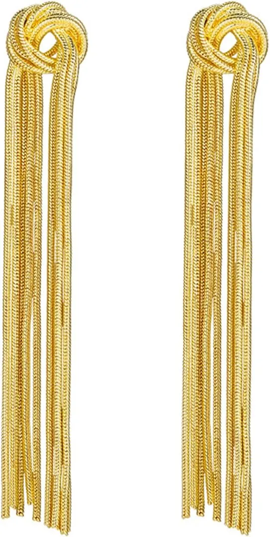 Gold Long Tassel Earrings for Women Snake Bone Chain Drop Earrings Gold Statement Earrings Long Fringe Earrings Wedding Earrings Bridesmaid Prom Party Jewelry Gift for Women