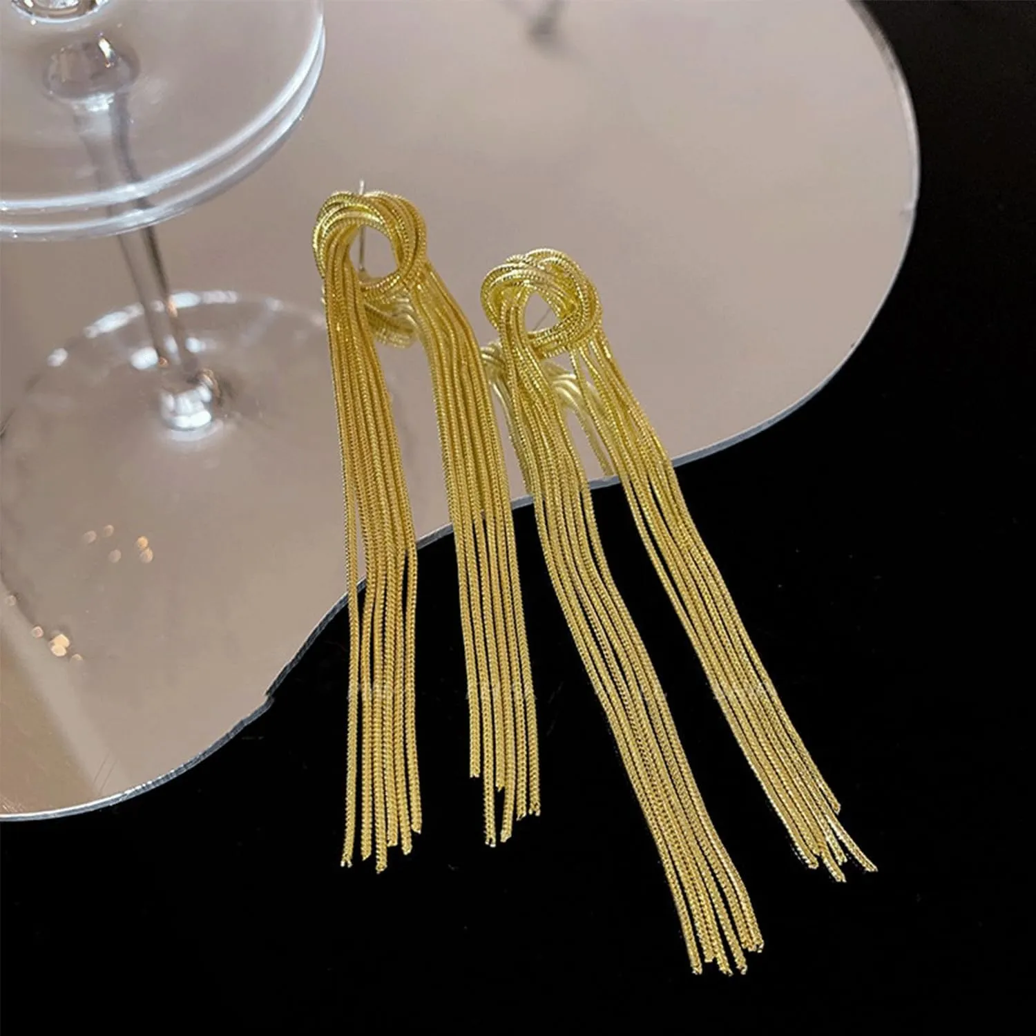 Gold Long Tassel Earrings for Women Snake Bone Chain Drop Earrings Gold Statement Earrings Long Fringe Earrings Wedding Earrings Bridesmaid Prom Party Jewelry Gift for Women