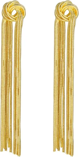 Gold Long Tassel Earrings for Women Snake Bone Chain Drop Earrings Gold Statement Earrings Long Fringe Earrings Wedding Earrings Bridesmaid Prom Party Jewelry Gift for Women