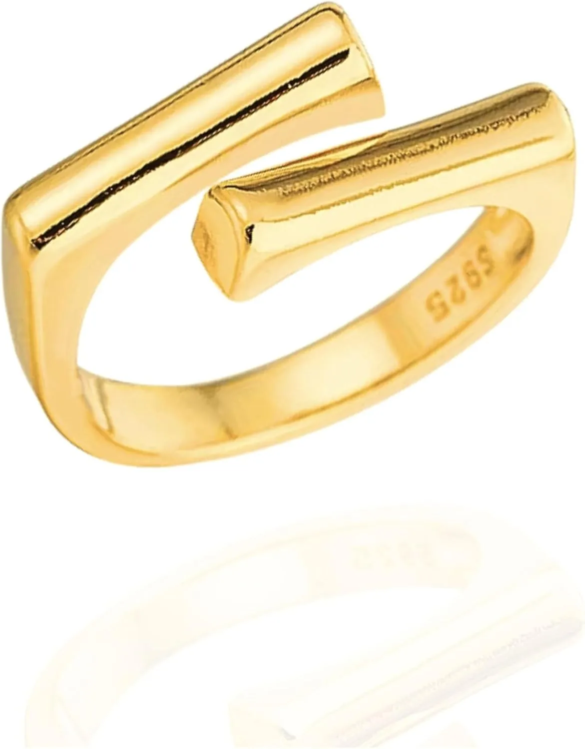 Gold-Plated 925 Sterling Silver Rings for Women, Adjustable, Hypoallergenic Jewelry, Minimalist Cocktail Rings, Bold Bar & Asymmetric Designs, Gift for Birthdays, Mother's Day and Special Occasions