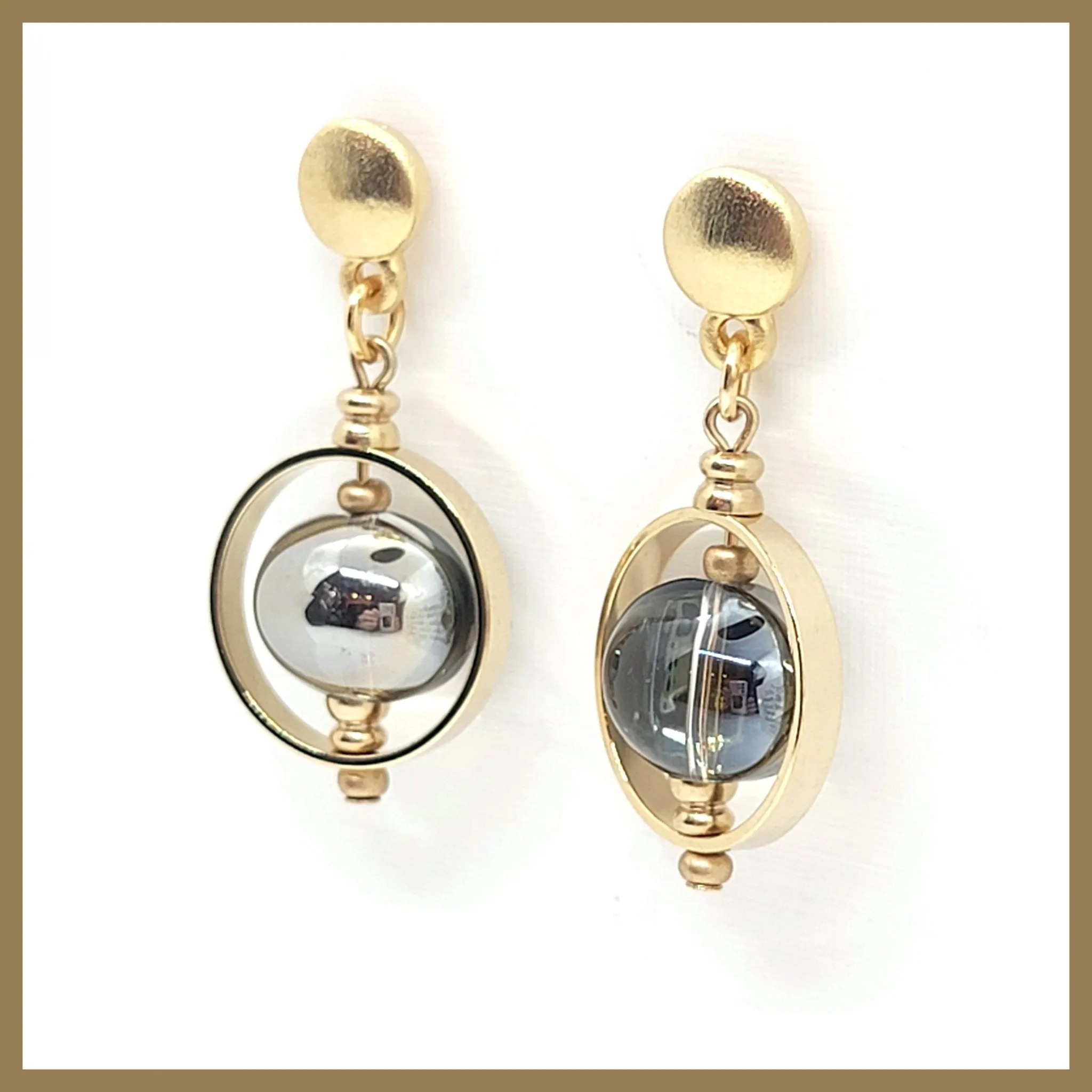 Gold "Immortal" Glass Bead Earrings