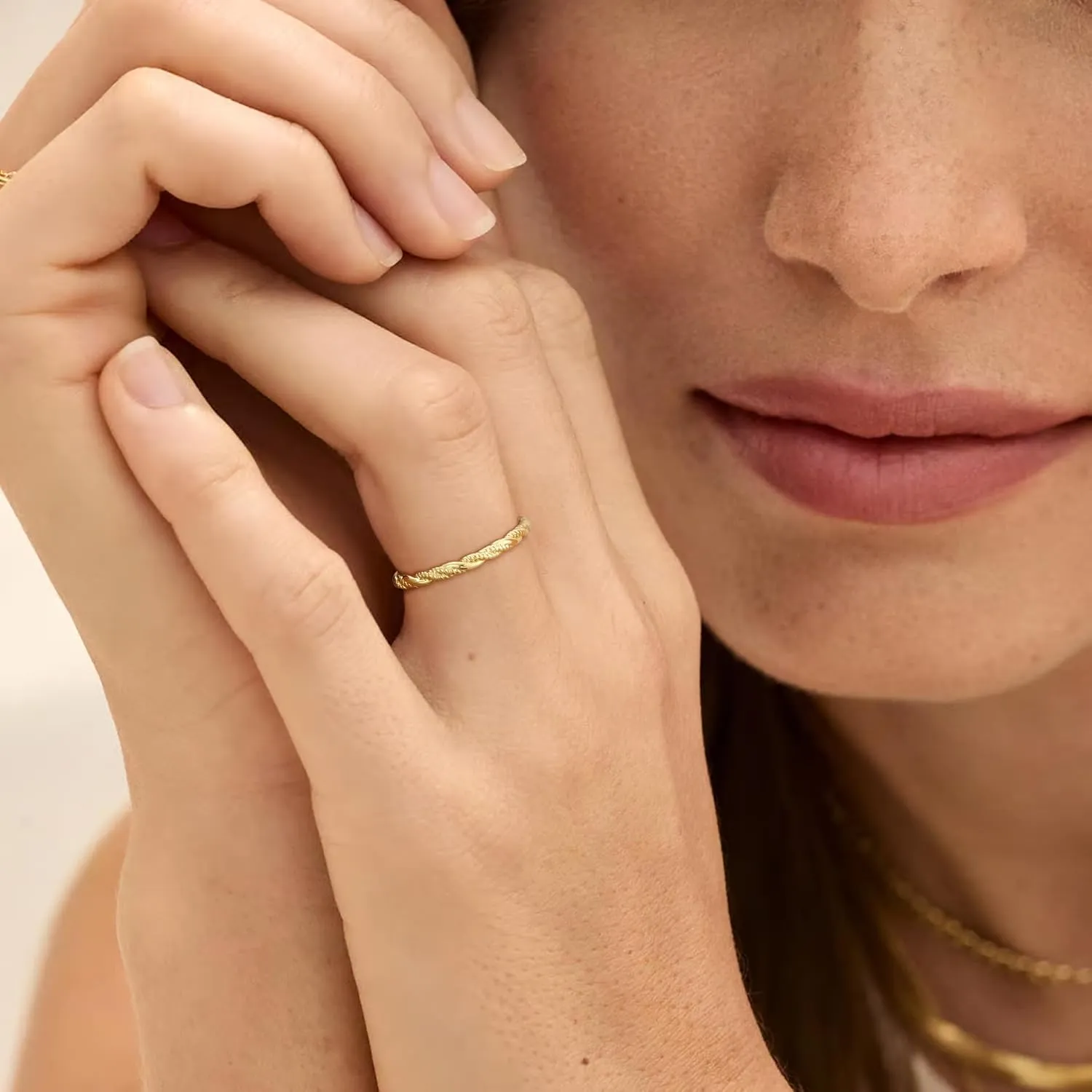 Gold Rings for Women Open Ring Adjustable Heart/Cuban/Wave/Twist Ring Engagement Wedding Jewelry Gift Promise for Her