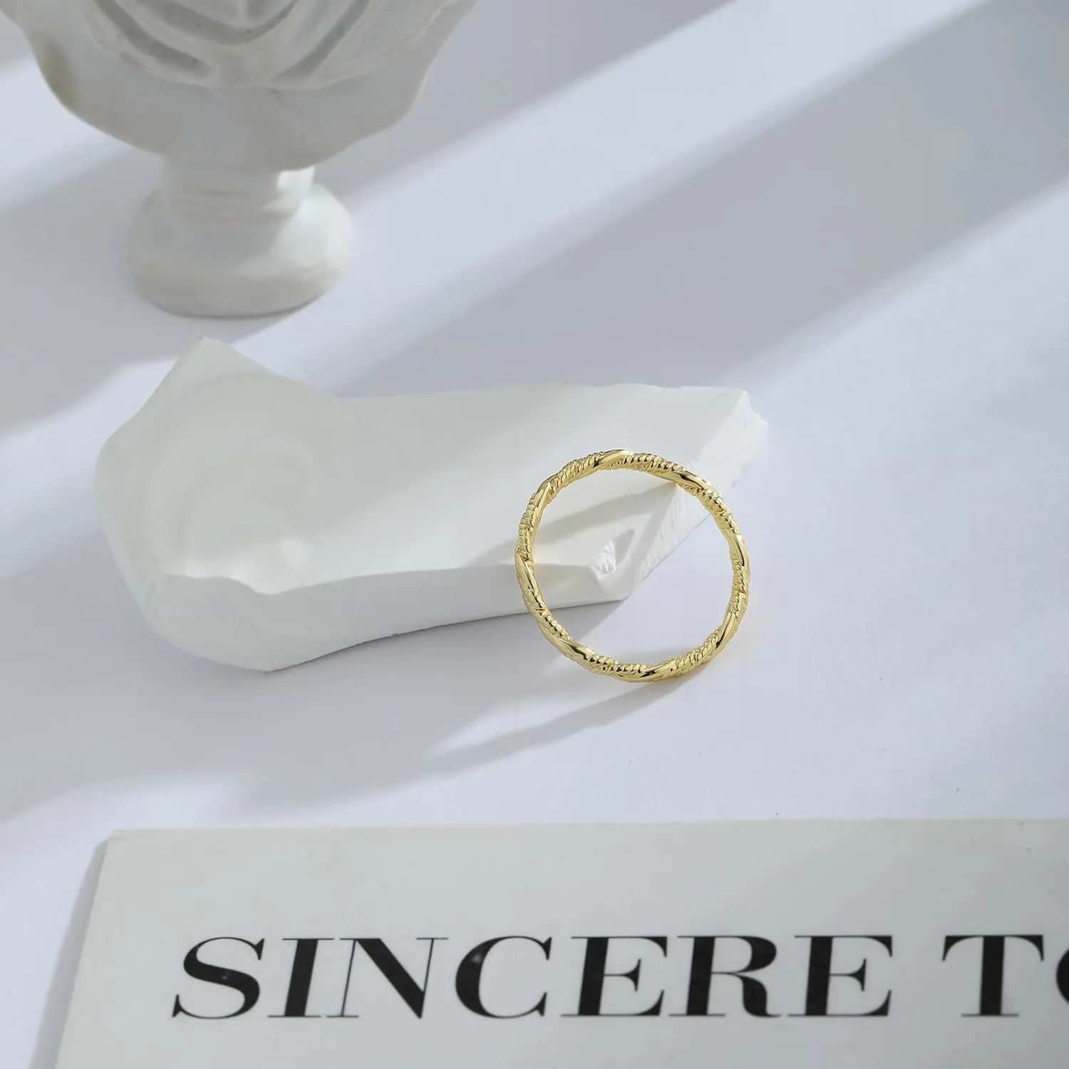 Gold Rings for Women Open Ring Adjustable Heart/Cuban/Wave/Twist Ring Engagement Wedding Jewelry Gift Promise for Her