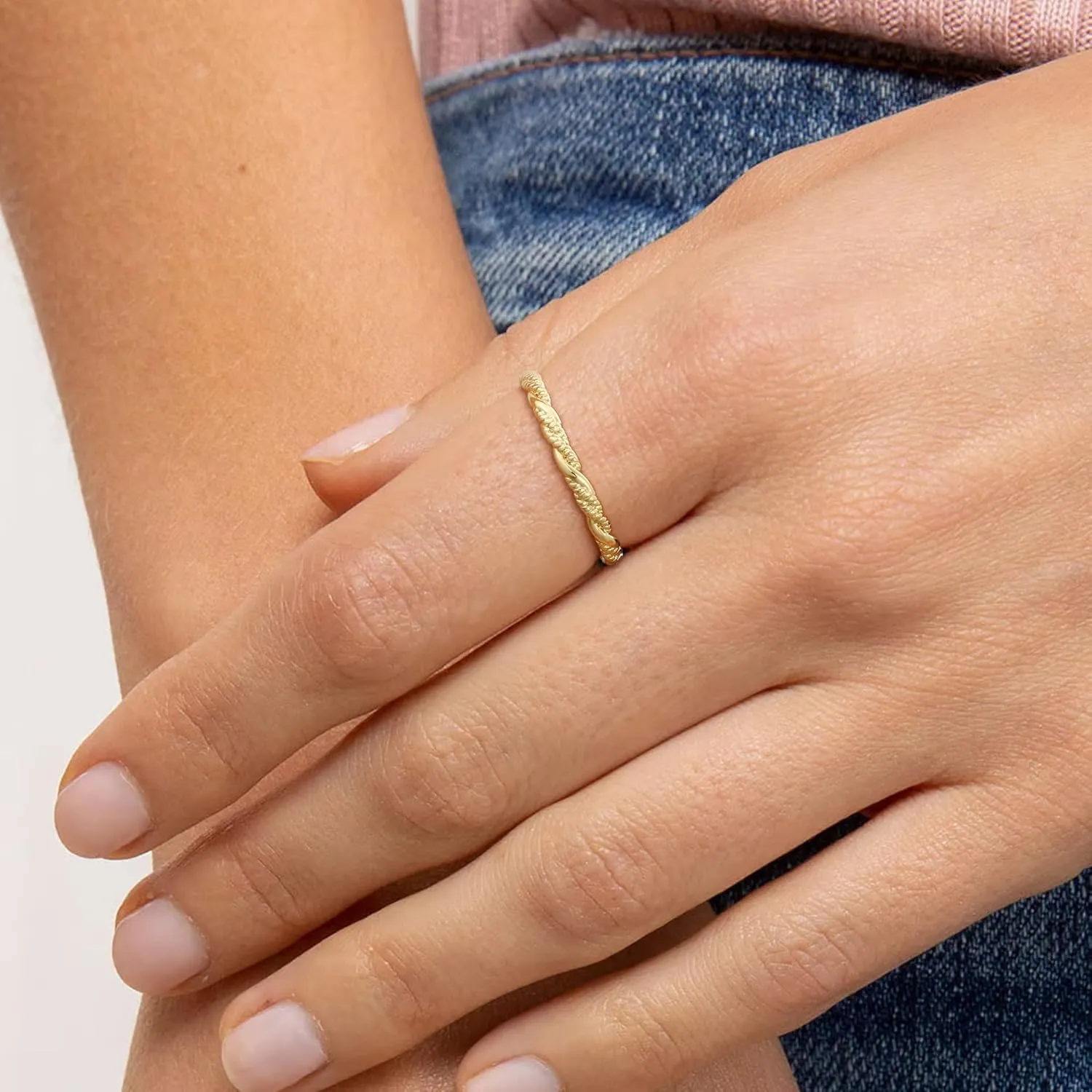 Gold Rings for Women Open Ring Adjustable Heart/Cuban/Wave/Twist Ring Engagement Wedding Jewelry Gift Promise for Her