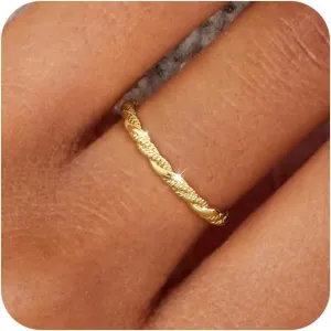 Gold Rings for Women Open Ring Adjustable Heart/Cuban/Wave/Twist Ring Engagement Wedding Jewelry Gift Promise for Her