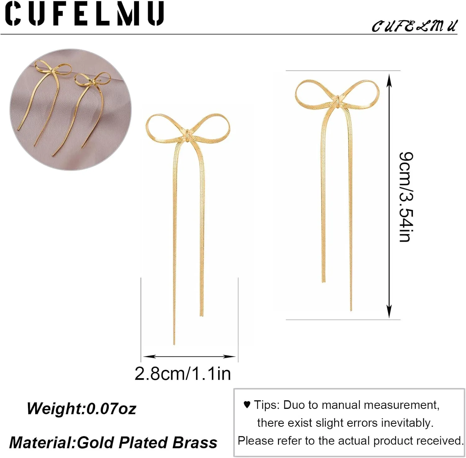Gold Silver Bow Drop Earrings for Women Long Tassel Chain Bow Earrings Ribbon Bowknot Dangle Earrings Jewelry Gifts