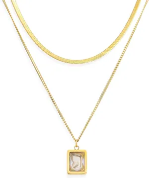 Gold Simulate Emerald Pendent Choker Necklace for Woman, Dainty Sparkling CZ Rhinestone Dangle Chain Necklaces Wedding Prom Fashion Jewelry Birthday Gift