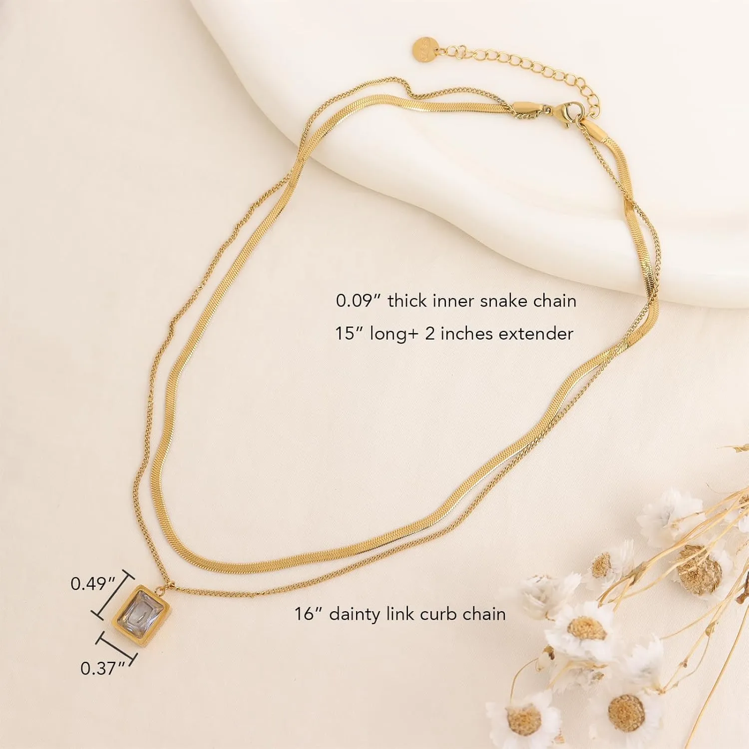Gold Simulate Emerald Pendent Choker Necklace for Woman, Dainty Sparkling CZ Rhinestone Dangle Chain Necklaces Wedding Prom Fashion Jewelry Birthday Gift
