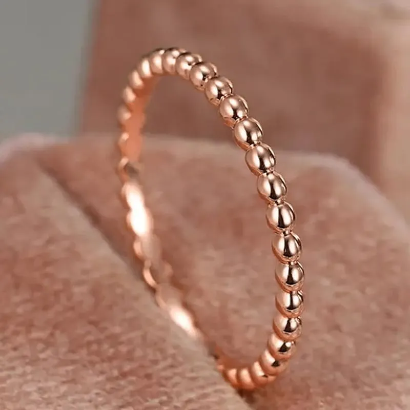 Gold Stackable Ring Thin Band Ring Dainty for Women Trendy Beaded Twist Hammered CZ Stacking 18K Gold Plated Jewerly for Women Midi Knuckle Pinky Finger JewerlyRose gold 5