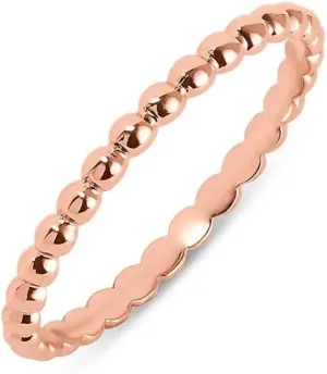 Gold Stackable Ring Thin Band Ring Dainty for Women Trendy Beaded Twist Hammered CZ Stacking 18K Gold Plated Jewerly for Women Midi Knuckle Pinky Finger JewerlyRose gold 5