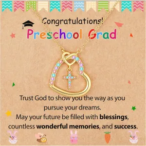 Graduation Gifts for Her, Kindergarten Preschool 5th 8th High School Cross Necklaces for Girls Teens Women Jewelry