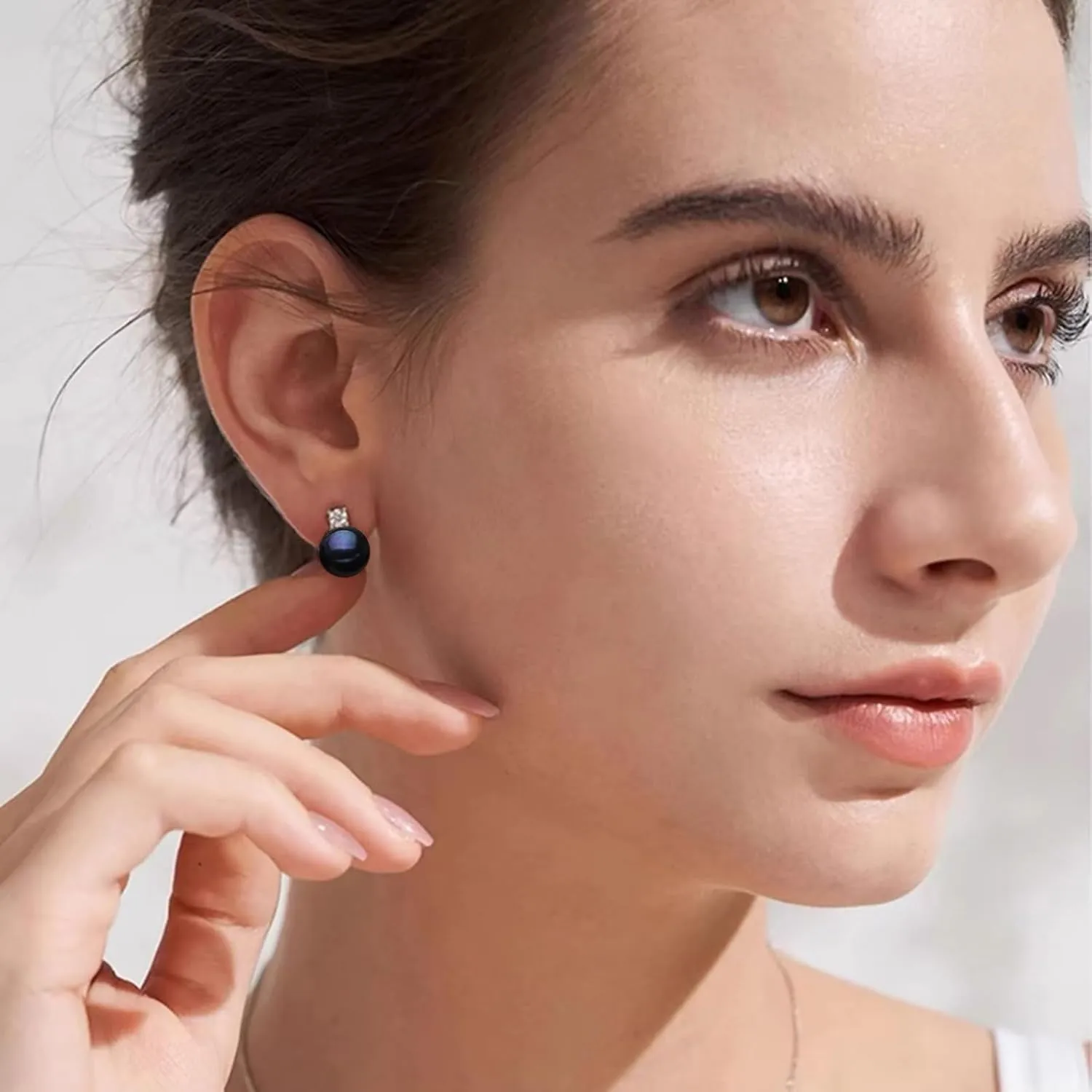 Grey Black Freshwater Dangling Pearl Earrings for Women,Real 925 Silver Drop Pearl Earrings Mother's Gift