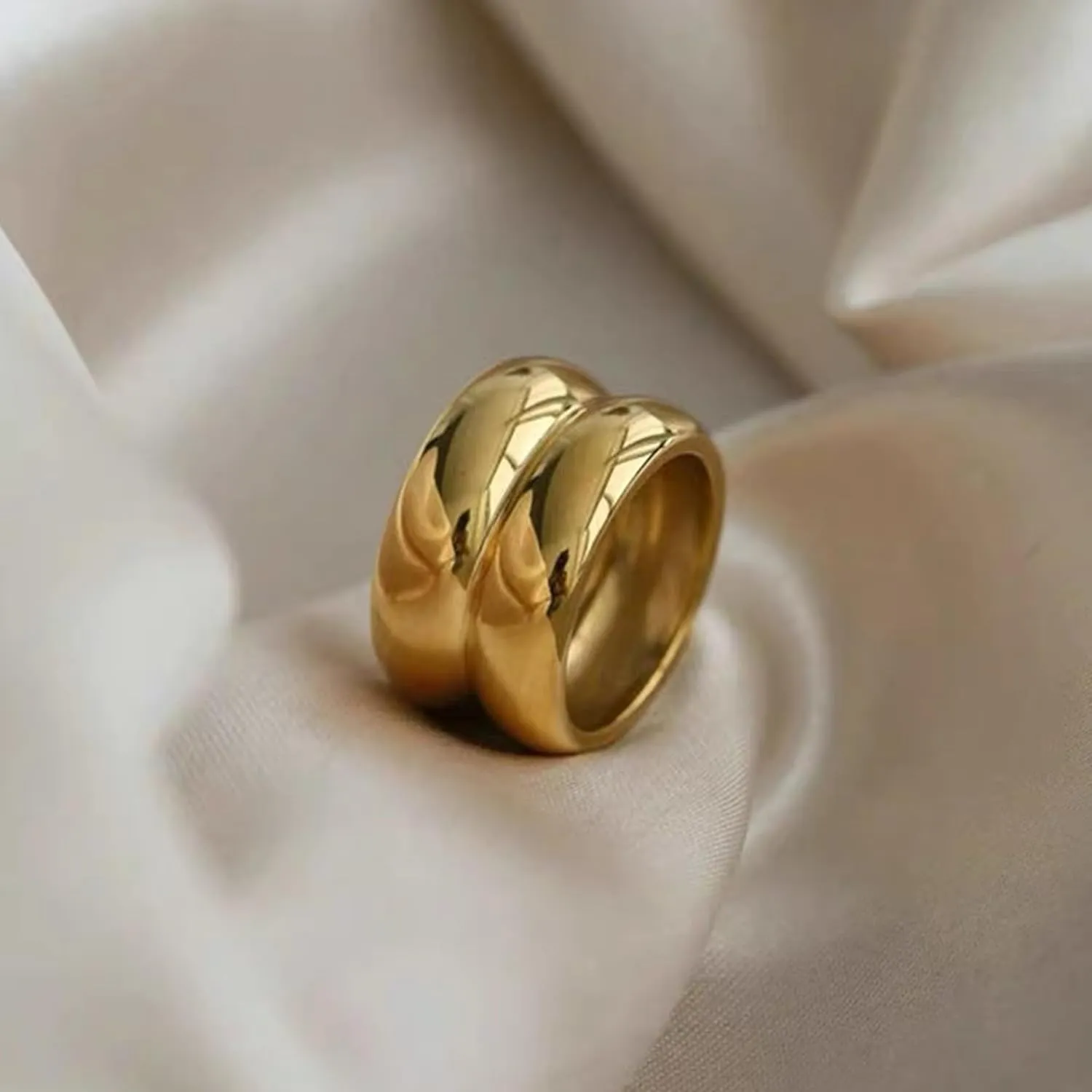 Harry and Henry Chunky Gold Rings for Women - Non Tarnish Gold Plated Chunky Rings - Simple Stackable Band Minimalist Gold Jewelry