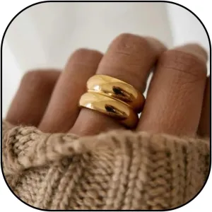 Harry and Henry Chunky Gold Rings for Women - Non Tarnish Gold Plated Chunky Rings - Simple Stackable Band Minimalist Gold Jewelry
