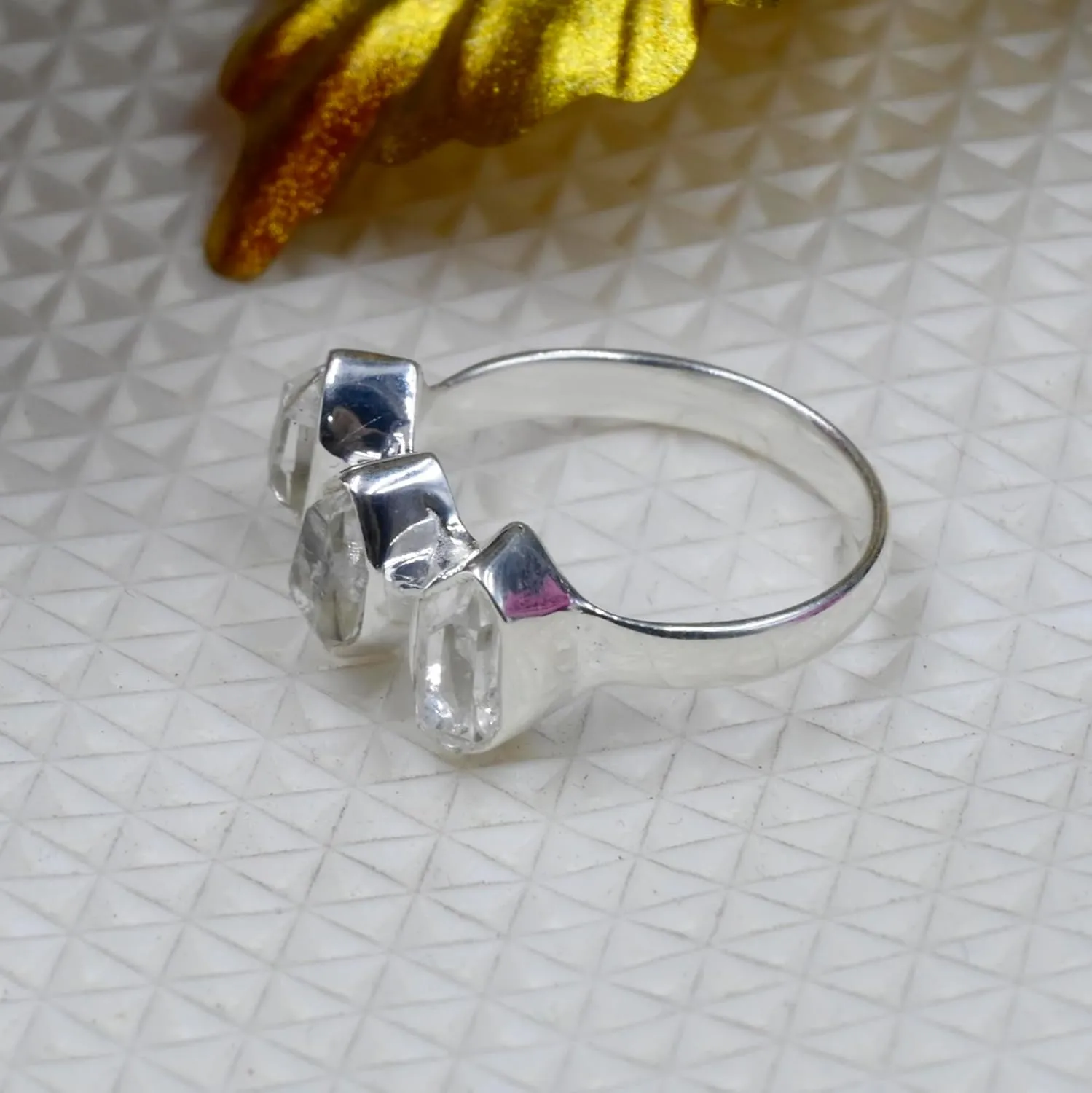 Herkimer Diamond Rough Gemstone Ring, Solid 925 Ring, Raw Herkimer Diamond Stone Ring, Everyday Wear Diamond Ring, Anniversary Ring Gift