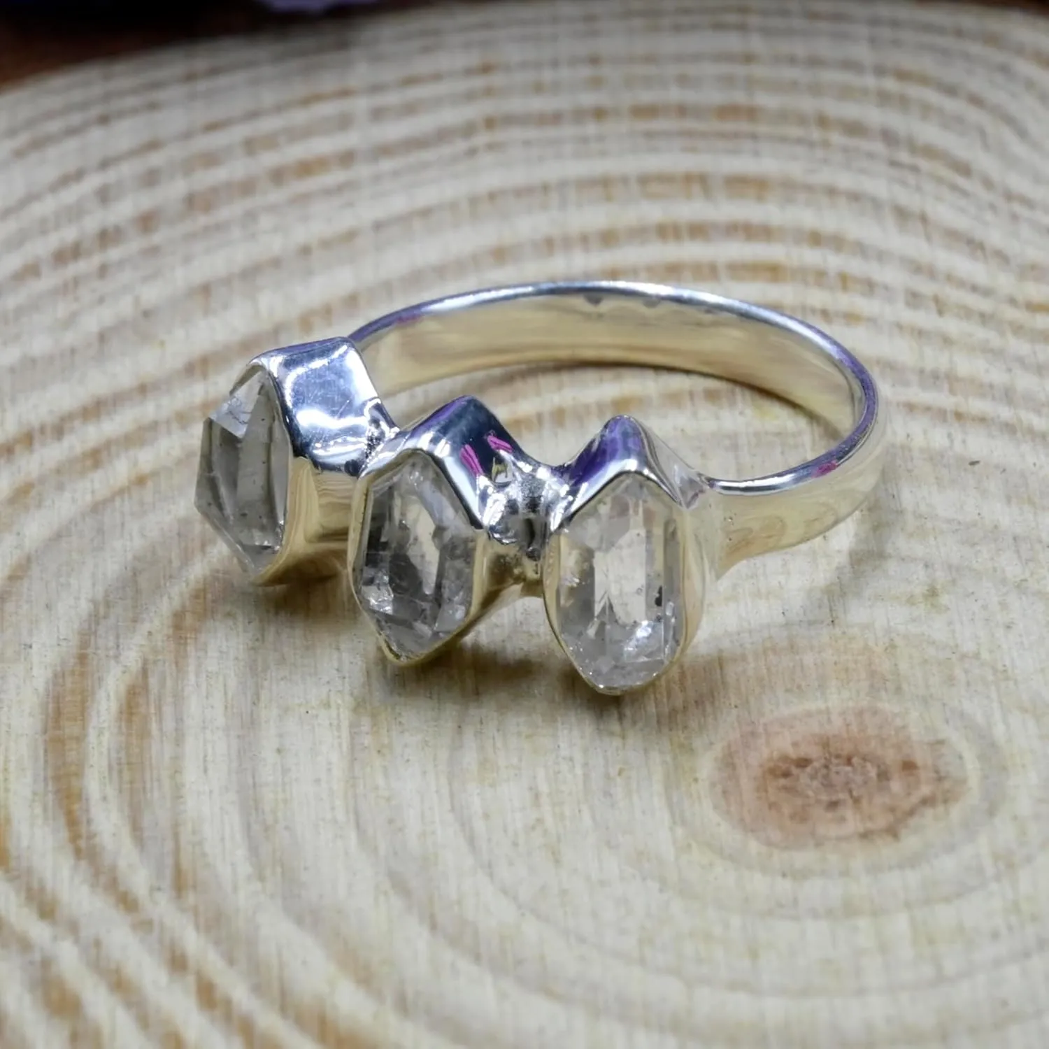 Herkimer Diamond Rough Gemstone Ring, Solid 925 Ring, Raw Herkimer Diamond Stone Ring, Everyday Wear Diamond Ring, Anniversary Ring Gift
