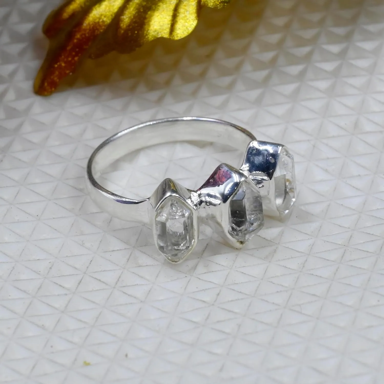 Herkimer Diamond Rough Gemstone Ring, Solid 925 Ring, Raw Herkimer Diamond Stone Ring, Everyday Wear Diamond Ring, Anniversary Ring Gift