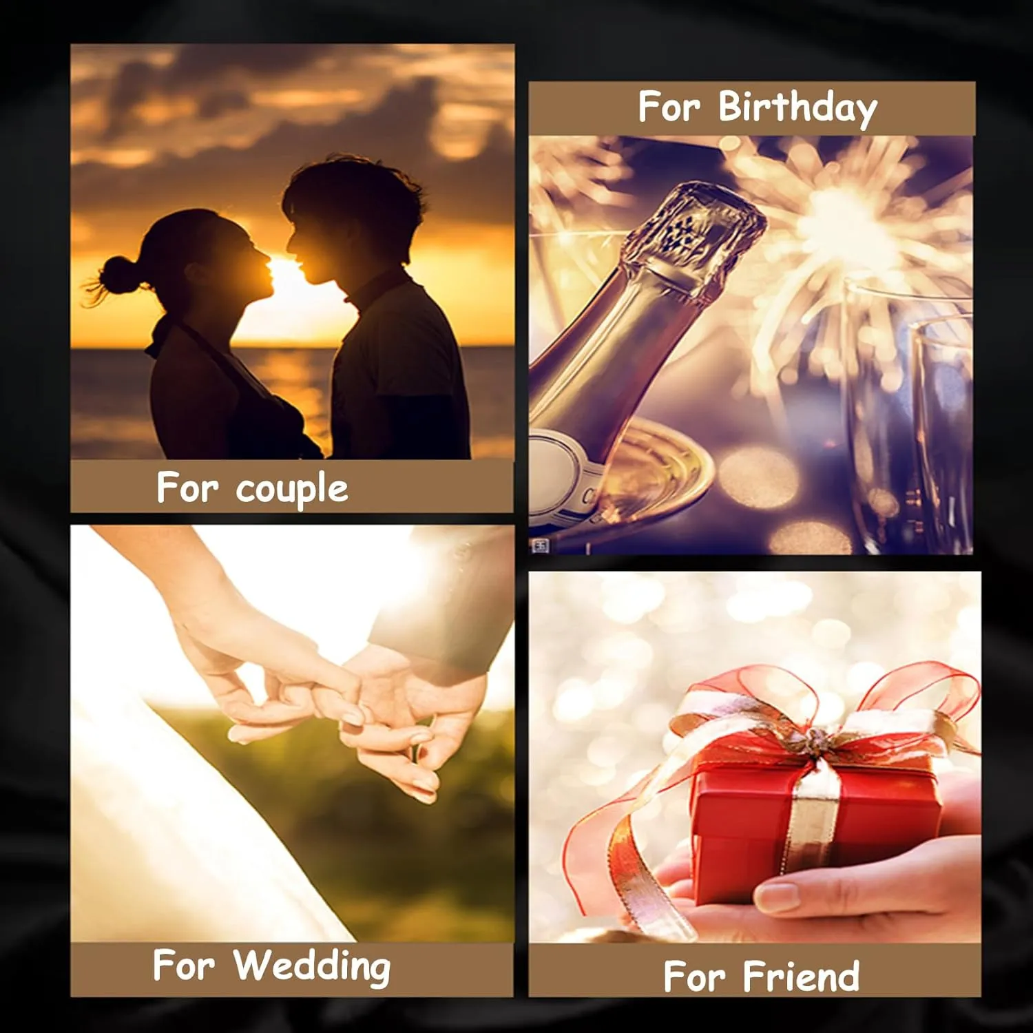 Husband and Wife Wedding Ring Set, Stainless Steel Rings Engagement 2PCS Titanium Gold Brushed Ring 8mm Size Women 7 Men 7 for Couple Fathers Day