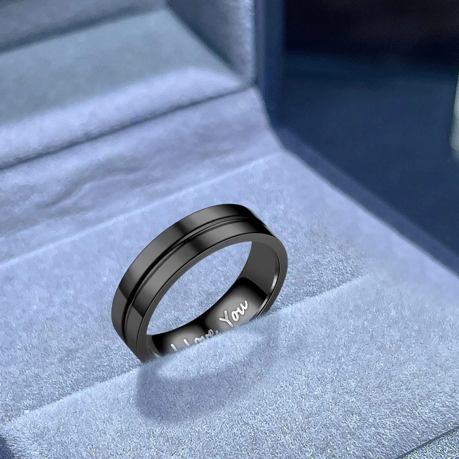 I Love You Stainless Steel Wedding Bands for Women Anniversary Statement Promise Ring Minimalist Jewelry Gifts