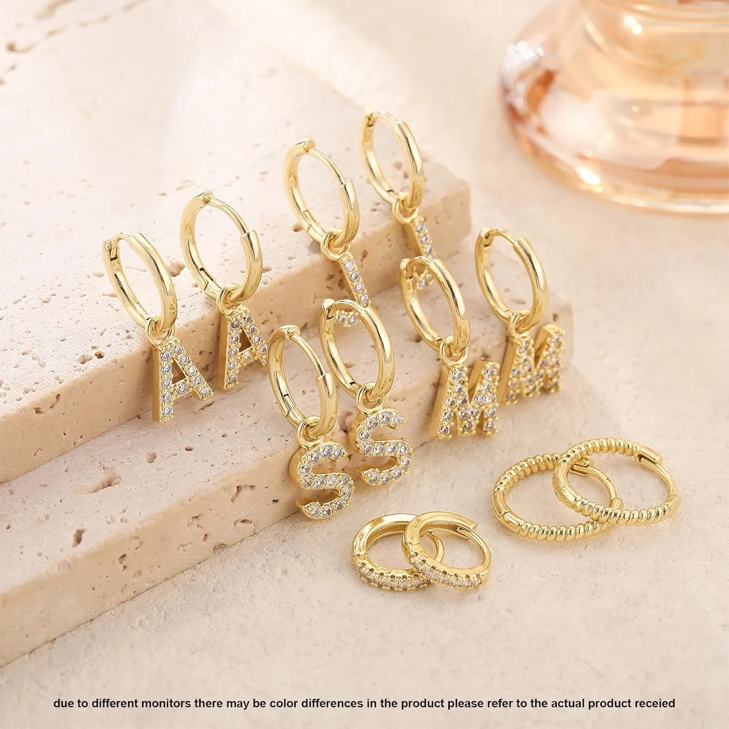 Initial Small Gold Huggie Hoops Earrings Set for Women, Trendy 14k Gold Plated Stack Hoop Earrings Sets Hypoallergenic Detachable Open Hoops Jewelry Gifts