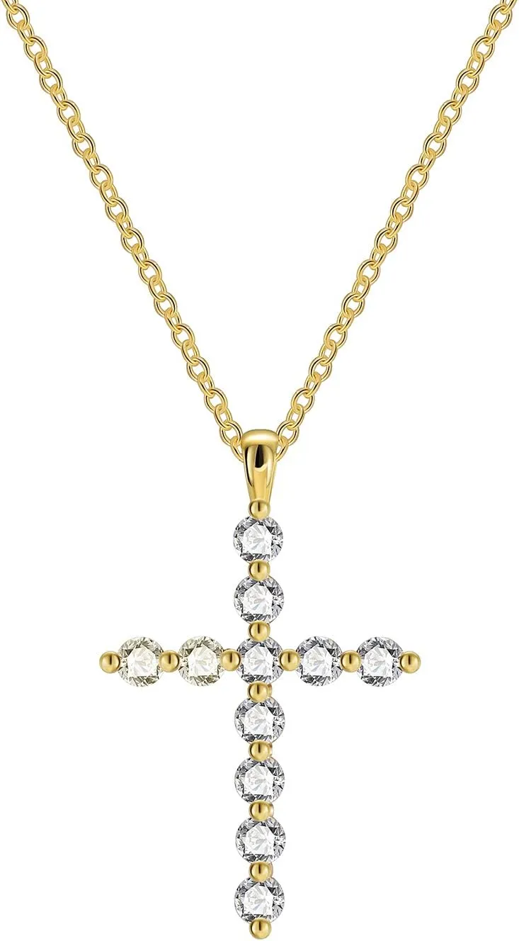 JAYUMO 14K Gold Plated Cross Pendant Necklace for Women Gold Tiny Sideway Cross Necklaces for Women