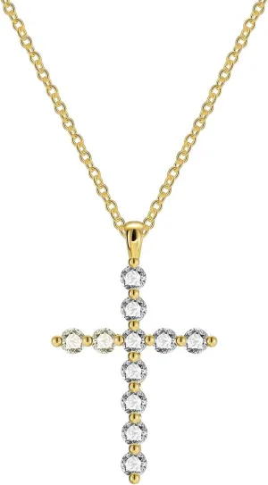 JAYUMO 14K Gold Plated Cross Pendant Necklace for Women Gold Tiny Sideway Cross Necklaces for Women