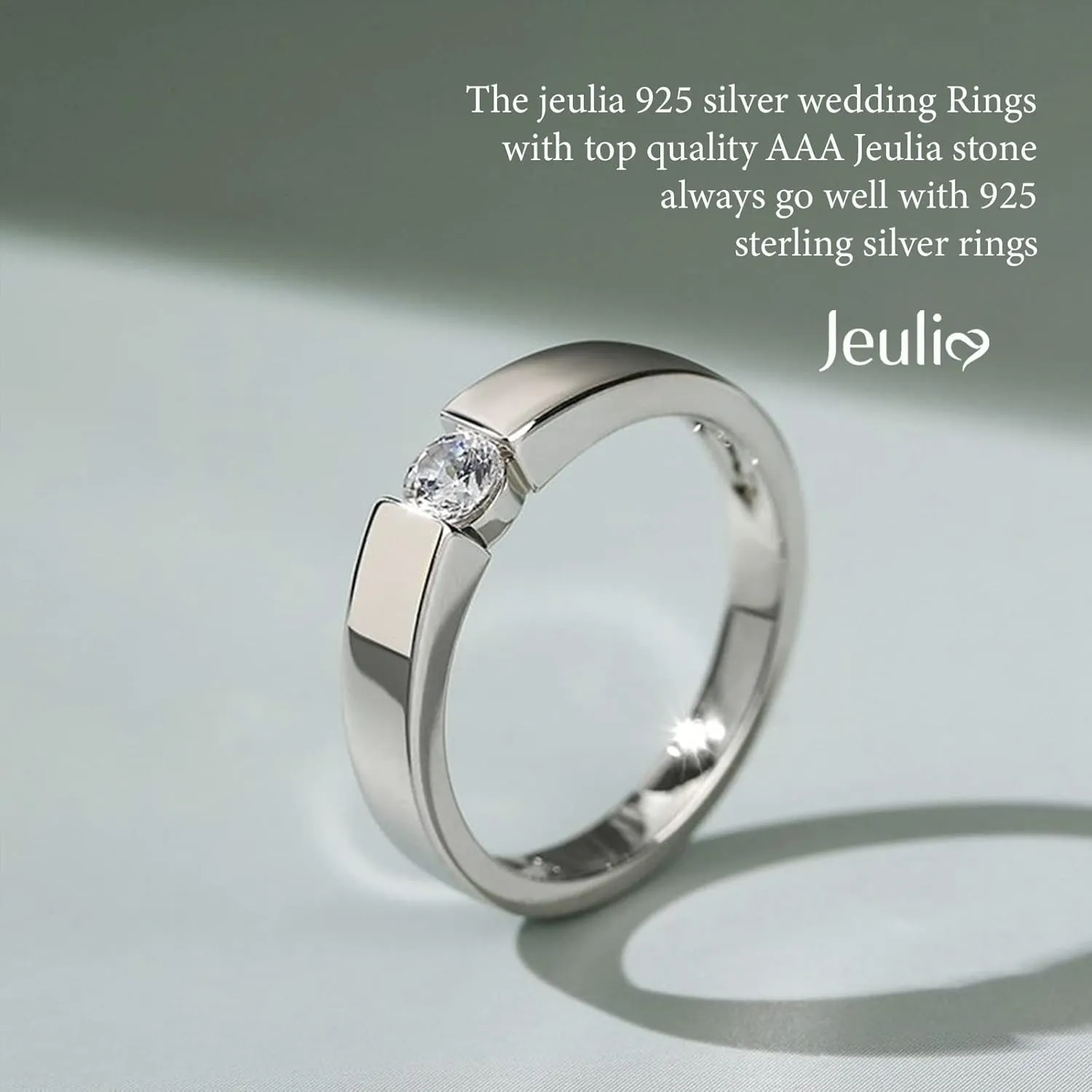 Jeulia Sterling Silver Couple Band for His and Her Round Cut Diamond Matching Anniversary Wedding Diamond rings Engraving Jewelry Set Valentine Day with Gift Box