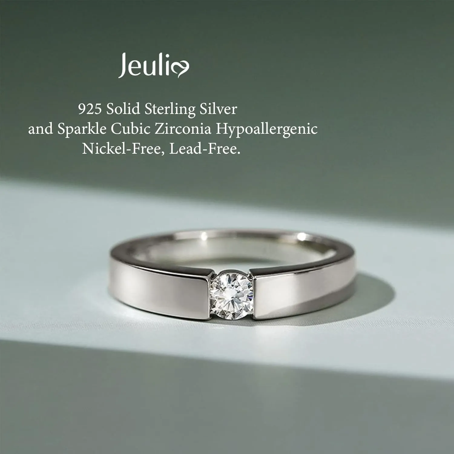 Jeulia Sterling Silver Couple Band for His and Her Round Cut Diamond Matching Anniversary Wedding Diamond rings Engraving Jewelry Set Valentine Day with Gift Box