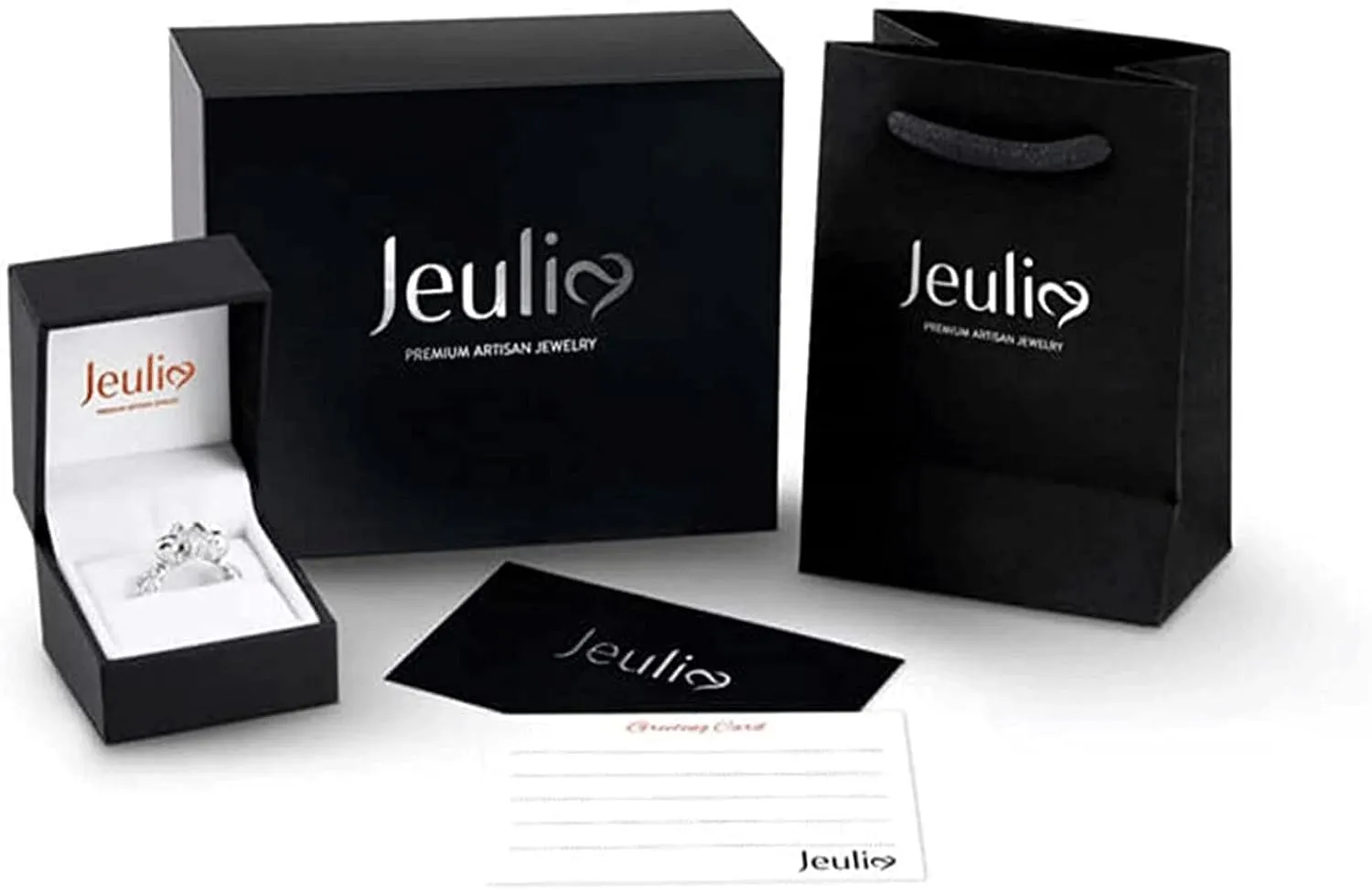 Jeulia Sterling Silver Couple Rings for His and Her Stylish Design Round Cut Matching Anniversary Wedding Diamond Ring Band Engraving Jewelry Set Valentine Day with Gift Box