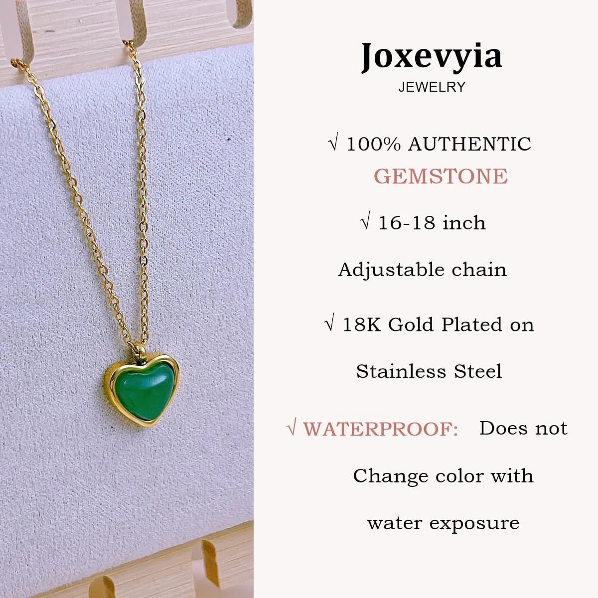 Joxevyia Carnelian Crystal Heart Necklace Raw Stone Healing Crystals Dainty Heart Gemstone Gold Pendant Necklace Anniversary Birthday Valentines Gift for Her